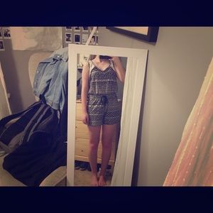 black and white patterned romper